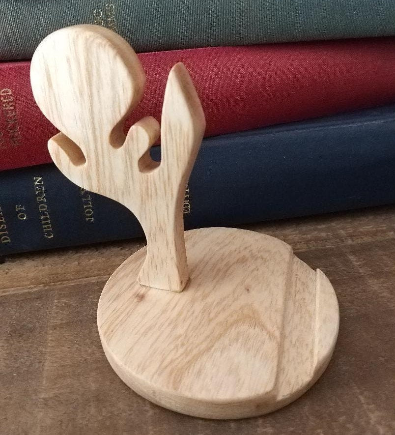Wooden Figurine Phone Stand
