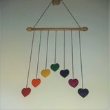 Handmade Pretty Rainbow Hanging Hearts Mobile Wall Art