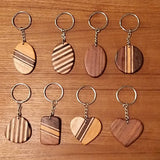 Handmade Wooden Keyring Wood keychain Heart Oval Rectangle