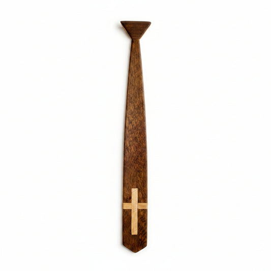 Classic Cross Wooden Tie, Religious Tie
