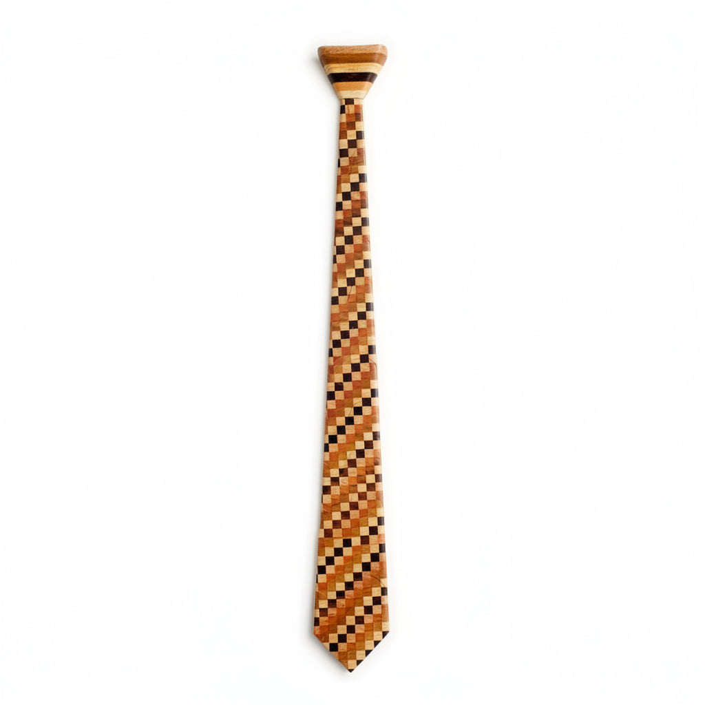 Chequered Tie, Wooden Tie, Funny Gift for men, Mens Accessories, Necktie, Wood Tie, Check Tie