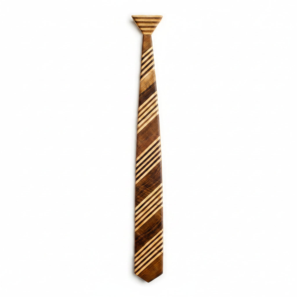Classic School Stripe Dark Wooden Tie