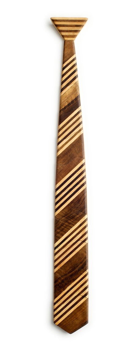 Classic School Stripe Dark Wooden Tie